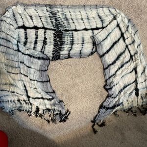 Black white and gray tie-dye scarf with silver sparkle throughout